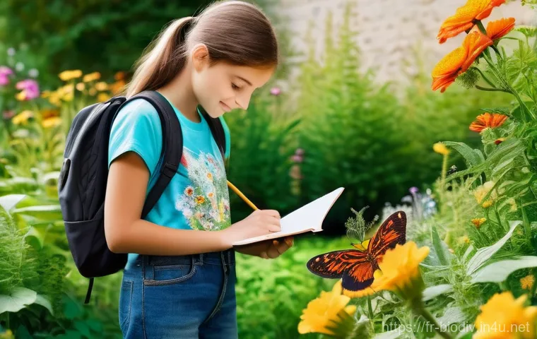 생물다양성 보전 직무 경험 쌓는 방법 - **Prompt:** A focused young intern, in their early twenties, is conducting field research for biodiv...