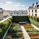 Home 12 생물다양성 보전 분야 실습 예시 - **Prompt 1: Urban Biodiversity Oasis**
"A vibrant, thriving rooftop garden in the heart of a bus...