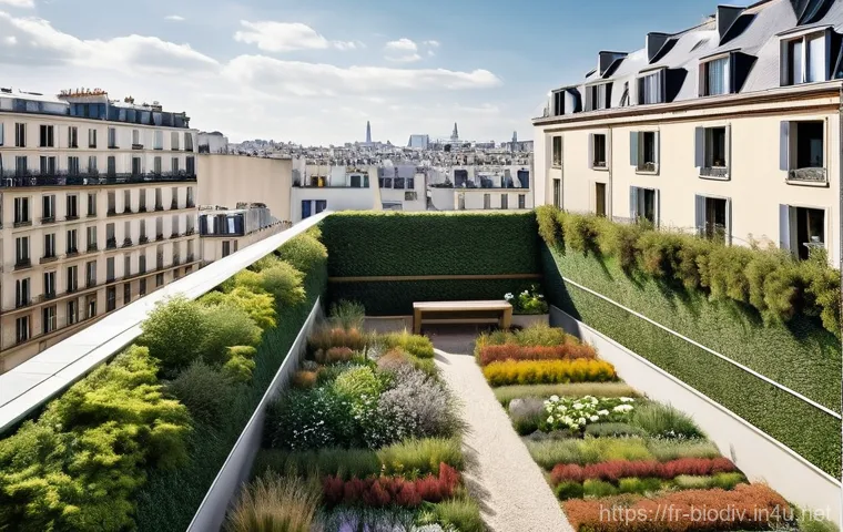 생물다양성 보전 분야 실습 예시 - **Prompt 1: Urban Biodiversity Oasis**
    "A vibrant, thriving rooftop garden in the heart of a bus...