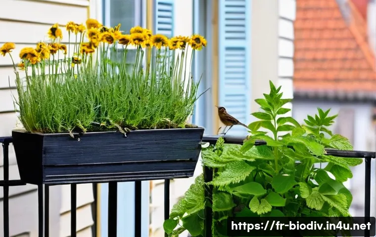 생물다양성 보전 업무 팁 - **Prompt:** A vibrant, flourishing urban balcony garden on a sunny day in a historic French city, re...